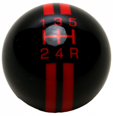 5-Speed R-Series Black Shift Ball/ Red Racing Stripe 2-1/8", 16mm used with Thread Reducers